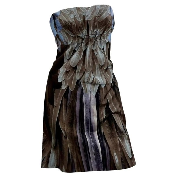 Prada Dresses & Skirts - Vintage Runway 2005 Prada Feather Print Silk Taffeta Dress Italian 42 - US 6